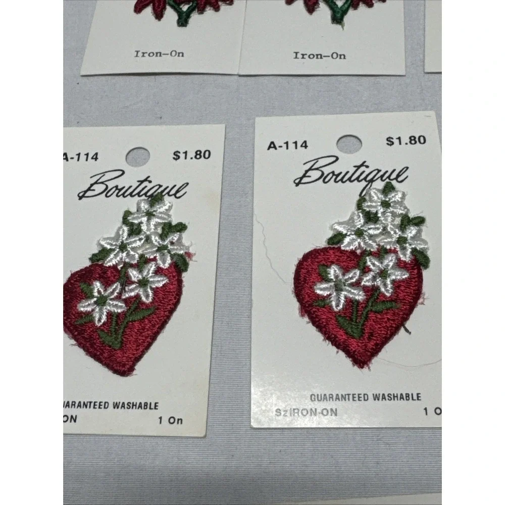 Lot of 16 Vtg Boutique Iron On Patches Hearts Flowers new
